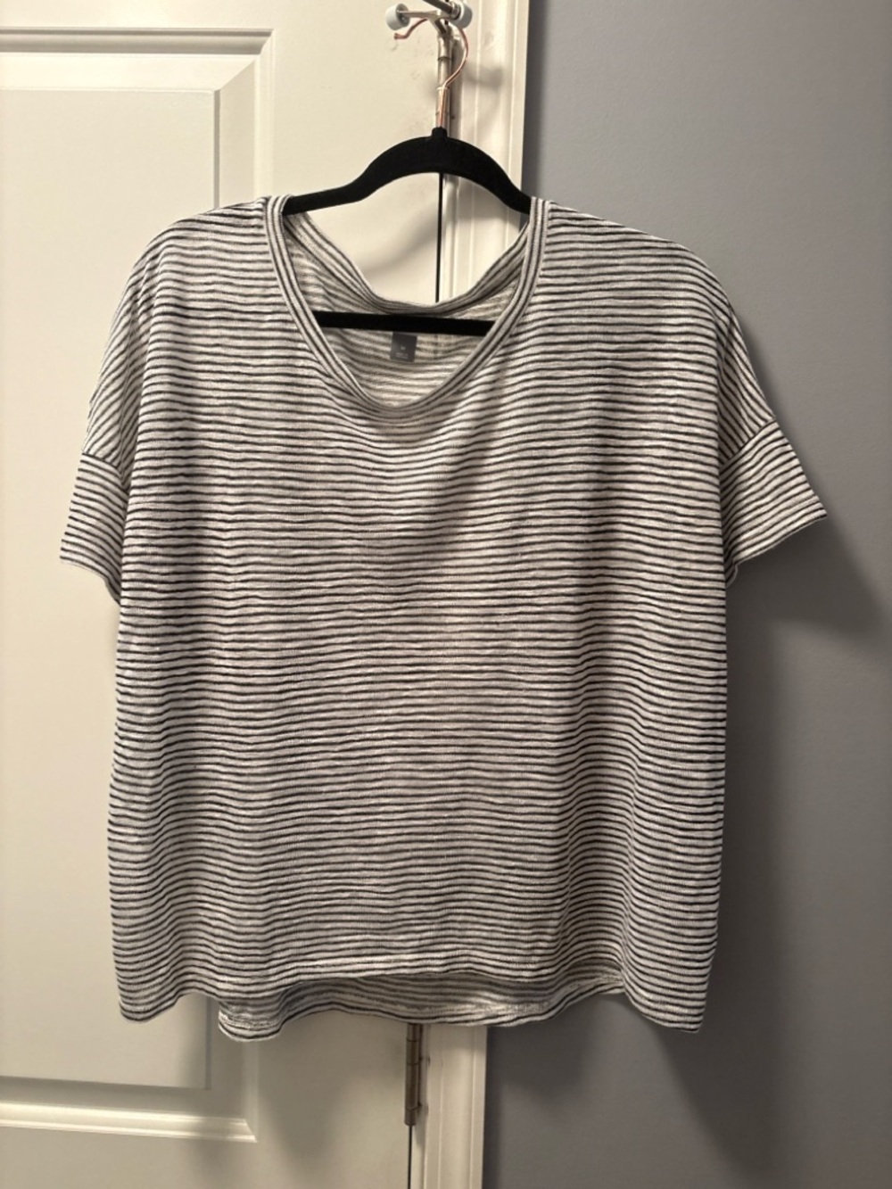 Old Navy Striped T-Shirt Black White Lightweight Sheer Size M